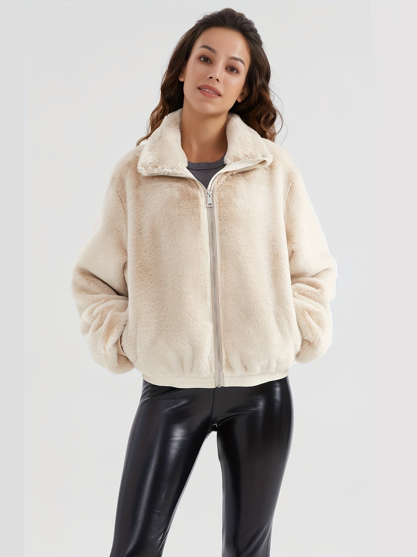 Wendy® | Faux fur jacket with stand-up collar