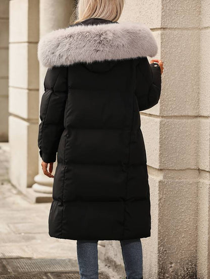 Zuleyka® | Long puffer winter coat with fur collar