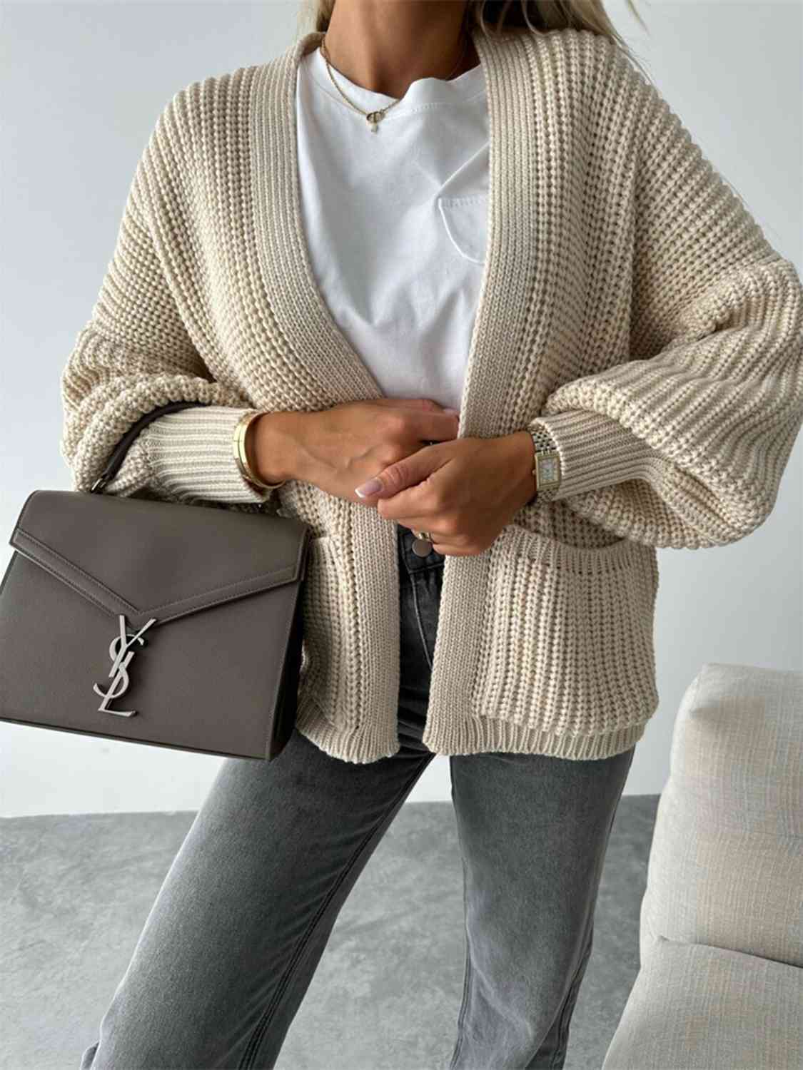 Pilar® | Solid color long sleeve casual knitted V-neck cardigan