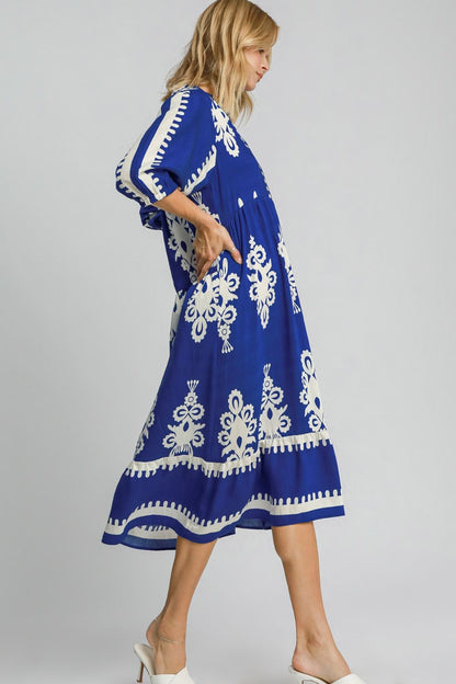 Tamara® | Printed notched midi dress