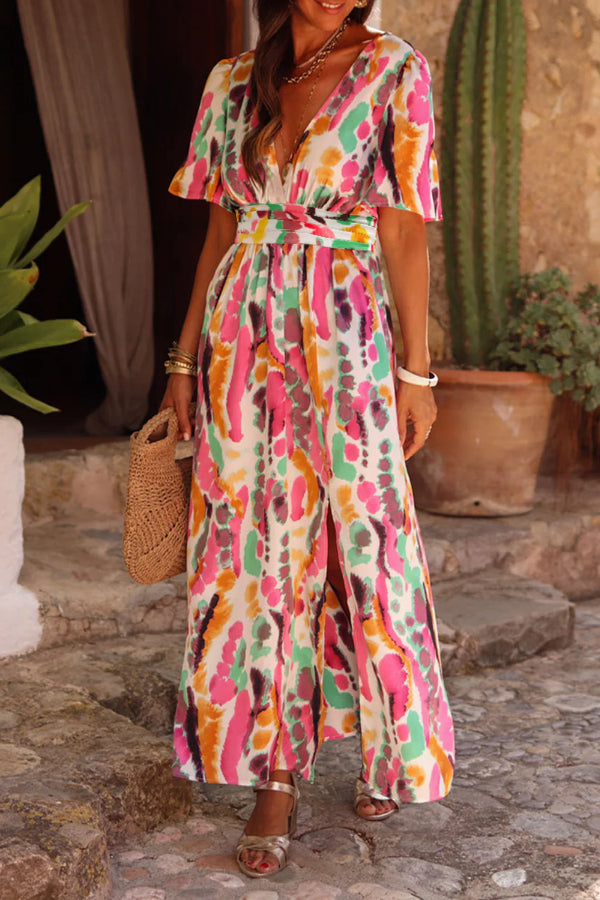 Virginia® | Maxi dress in a boho tie-dye print with a V-neck