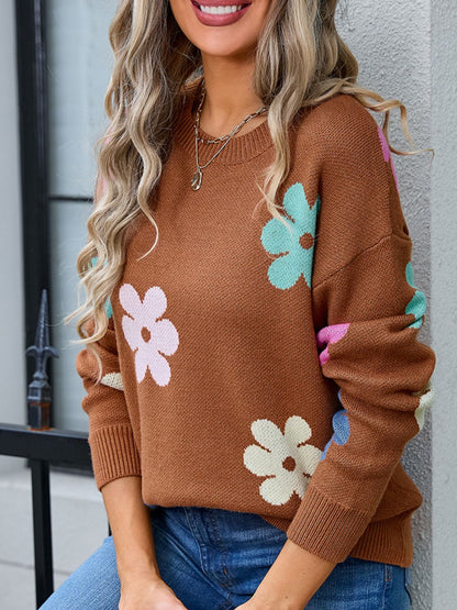 Aitana® | Long-sleeved sweater with a floral crew neck