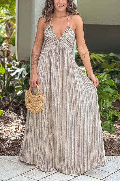 Zoe® | Taupe printed open back maxi dress