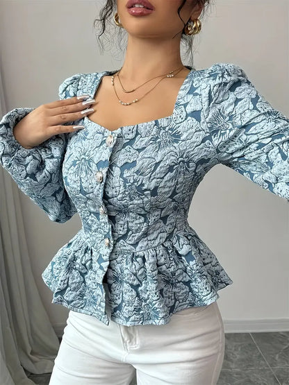 Vesper® | Elegant floral print blouse with puff sleeves