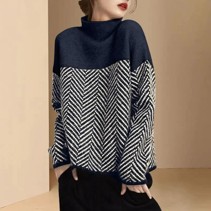 Tamara® | Two-tone cotton turtleneck sweater