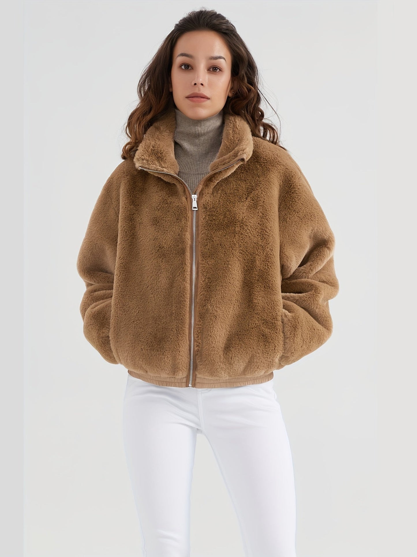 Wendy® | Faux fur jacket with stand-up collar