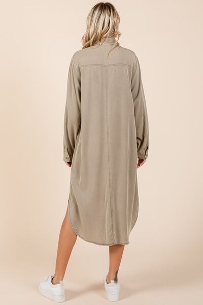 Yolanda® | Long sleeve shirt dress with button placket