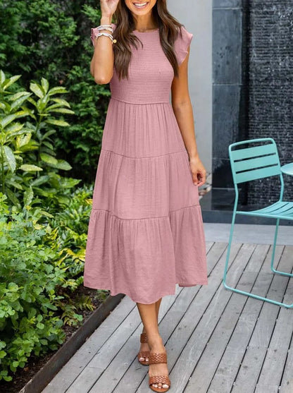 Talia® | Elegant summer dress with pleats and ruffles