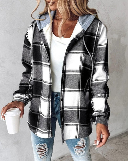 Yadira® | Oversized hooded checked jacket for women