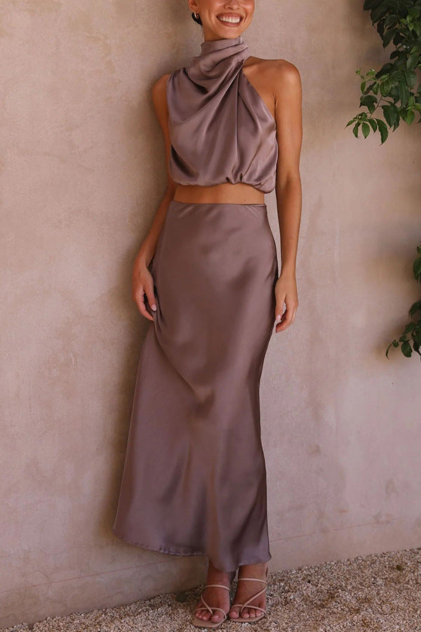 Zora® | Satin top and skirt set