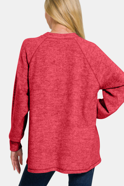 Phoebe® | Full size high-low sweater in brushed melange