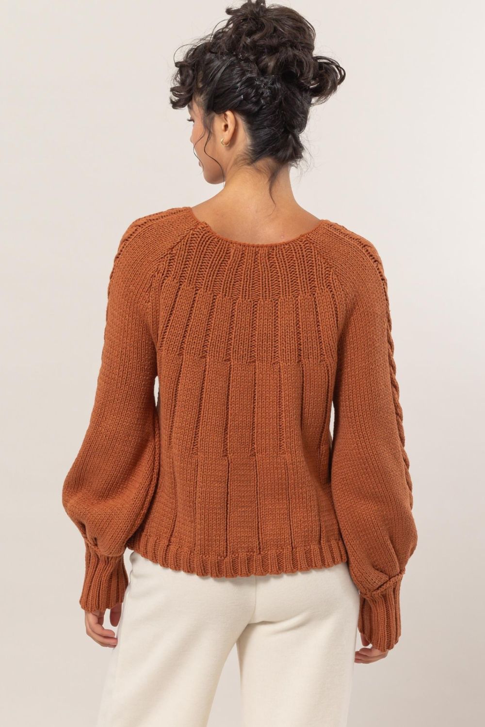 Agustina® | Cable-knit sweater with a crew neck and raglan sleeves