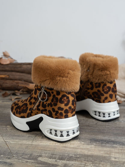 Zara® | Leopard platform boots with side zip