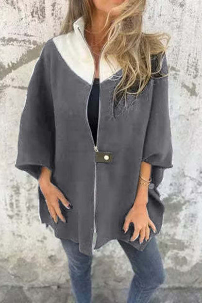 Yamila® | Fashionable, casual, loose jacket with stand-up collar and zipper