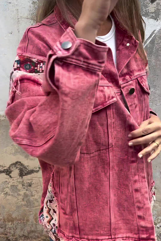 Teresa® | Vintage patchwork denim jacket with loose pockets