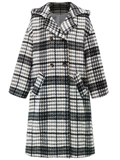 Abigail® | Checked double breasted long sleeve coat