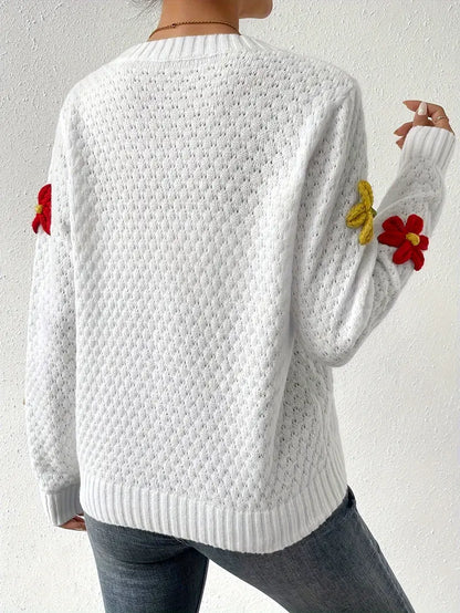 Rafaela® | Knitted sweater with 3D floral embroidery