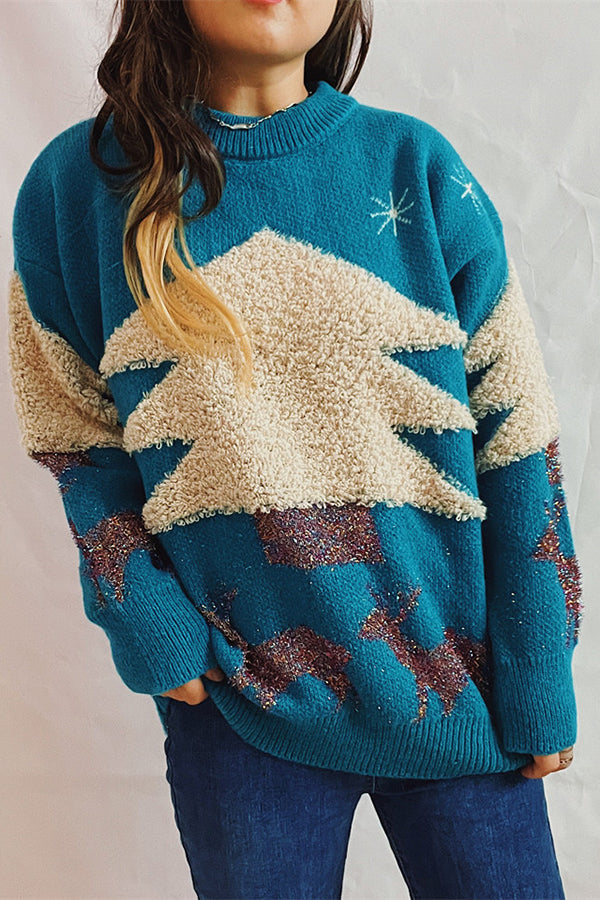 Tatiana® | Christmas pattern knitted crew neck sweater with long sleeves