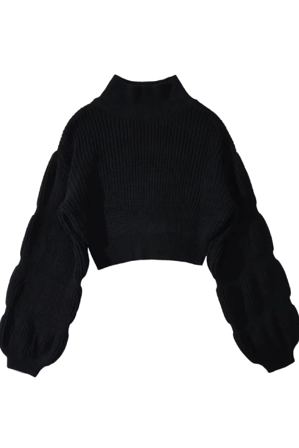 Tilda® | Loose, thick turtleneck sweater with puff sleeves