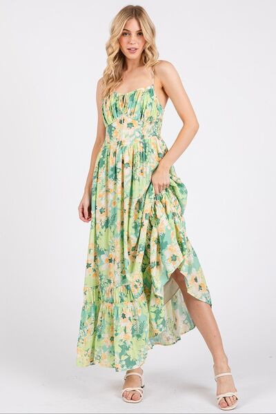 Sandra® | Floral maxi cami dress with a smocked back and ruffle hem