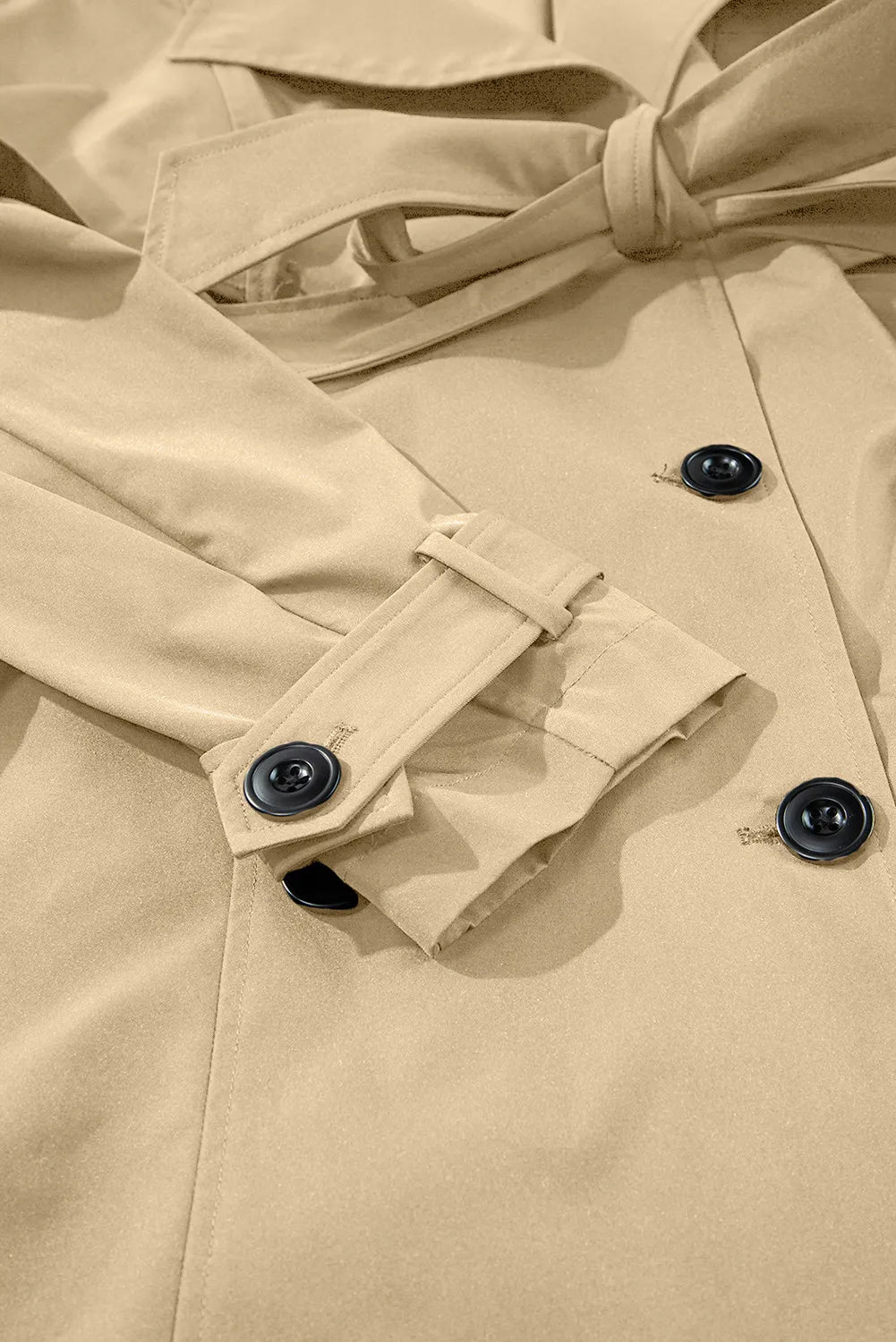 Teresa® | Long sleeve trench coat with collar and tie waist and buttons