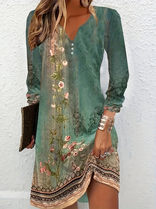 Yvonne® | Elegant dress with bohemian floral print