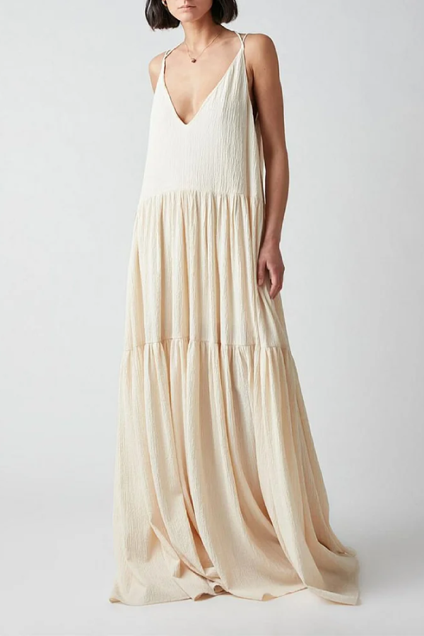 Vickie® | Elegant resort maxi dress with a deep V-neck and straps