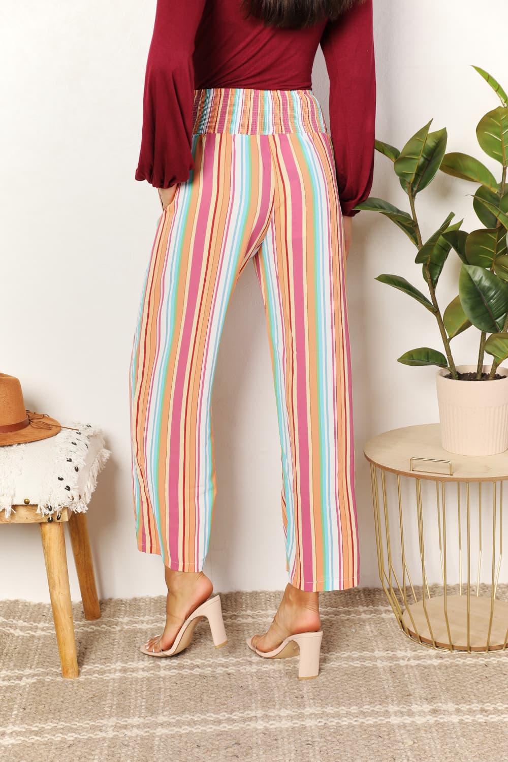 Nuria® | Striped smocked waist trousers with pockets from Double Take