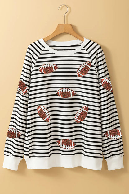 Petra® | Striped sequin long-sleeved football sweatshirt