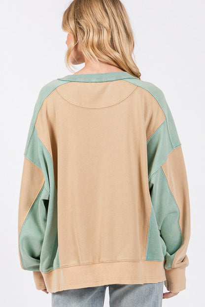 Perla® | SAGE + FIG color block crew neck sweatshirt