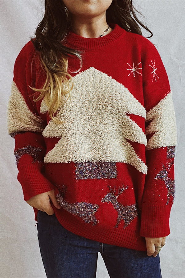 Tatiana® | Christmas pattern knitted crew neck sweater with long sleeves