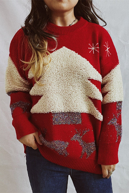 Tatiana® | Christmas pattern knitted crew neck sweater with long sleeves