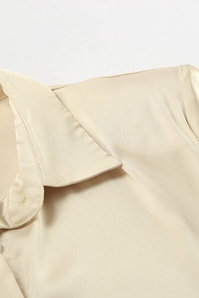 Penelope® | Long-sleeved satin shirt with button placket