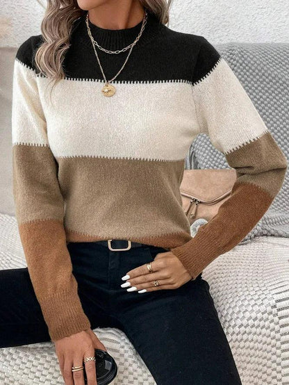 Teresa® | Popular color block long sleeve sweater