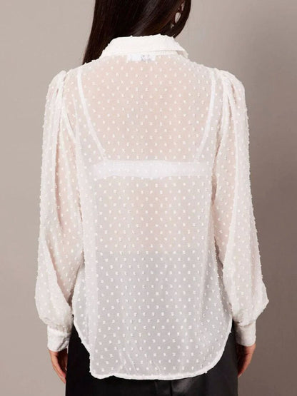 Perla® | Long-sleeved shirt with Swiss dot collar