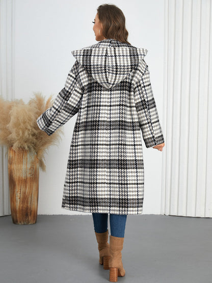 Abigail® | Checked double breasted long sleeve coat