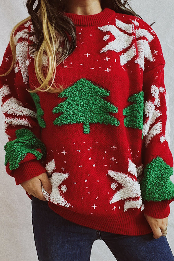 Zoraida® | Christmas pattern knitted crew neck sweater with long sleeves