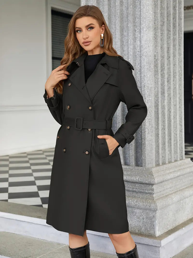 Amara® | Modern double-breasted trench coat with belt and lapels