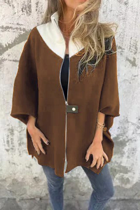 Yamila® | Fashionable, casual, loose jacket with stand-up collar and zipper