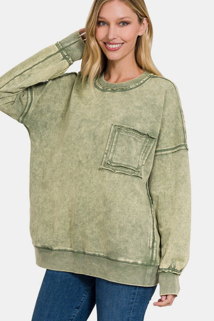 Alma® | Sweatshirt with an exposed seam and a crew neck and dropped shoulders