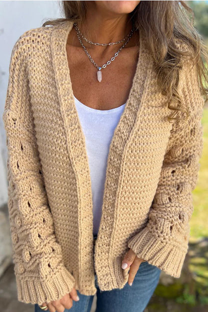 Tamara® | Fashionable solid color long sleeve V-neck cardigan