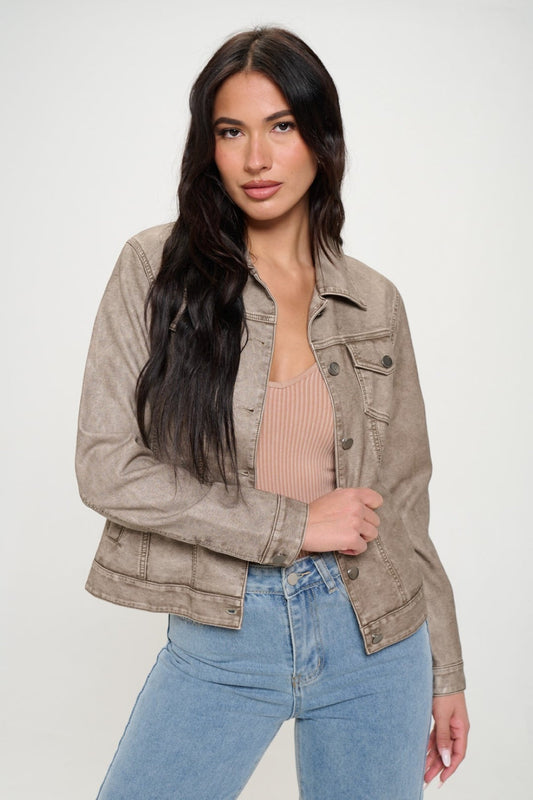 Amelie® | Button-down cargo jacket made from vegan leather