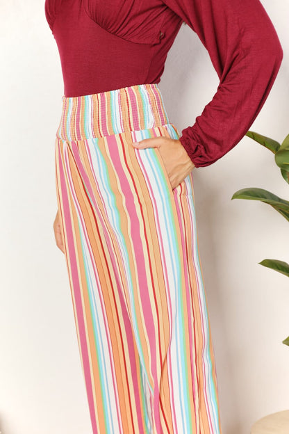 Nuria® | Striped smocked waist trousers with pockets from Double Take