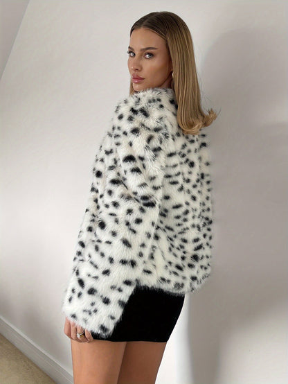 Yolanda® | Dalmatian fluffy coat for women