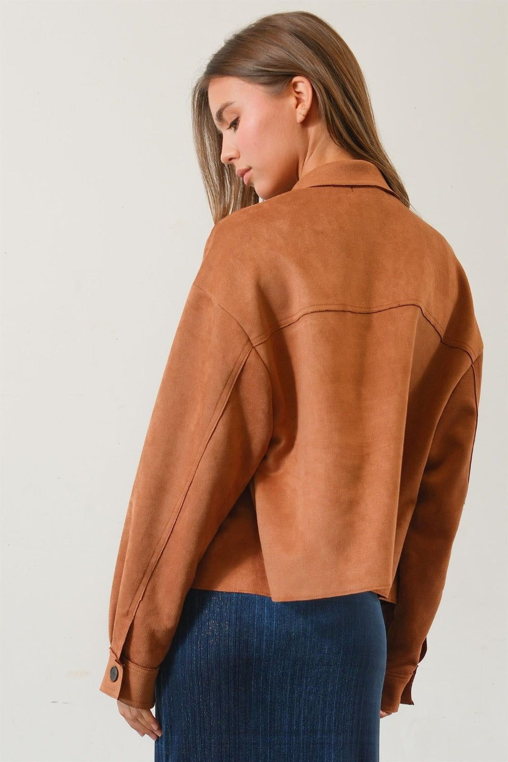 Nathalie® | Short suede jacket with button placket