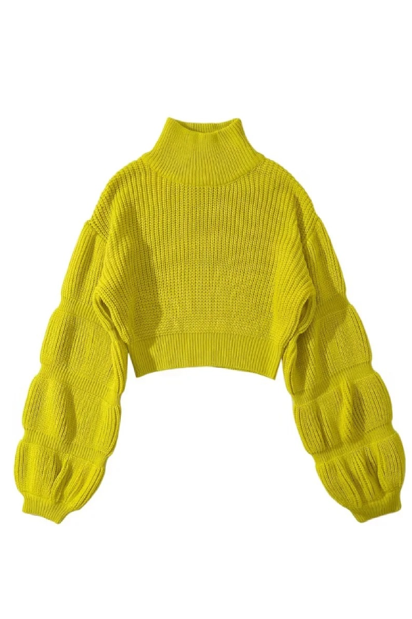 Waleska® | Loose, thick turtleneck sweater with puff sleeves