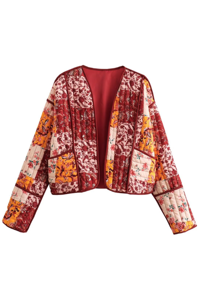 Susana® | Loose, casual, short cardigan made of quilted cotton