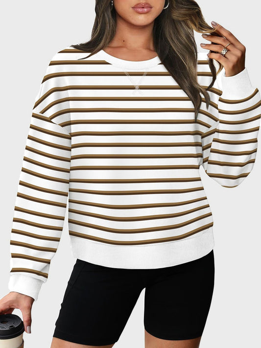 Andrea® | Lovelet striped long sleeve crew neck sweatshirt