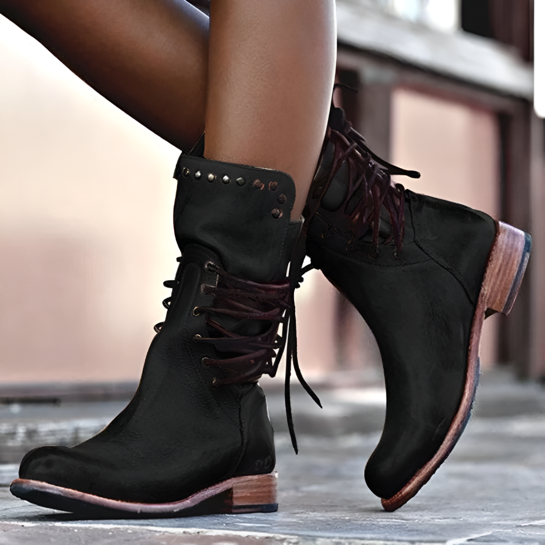 Tania® | Comfortable leather boots with laces