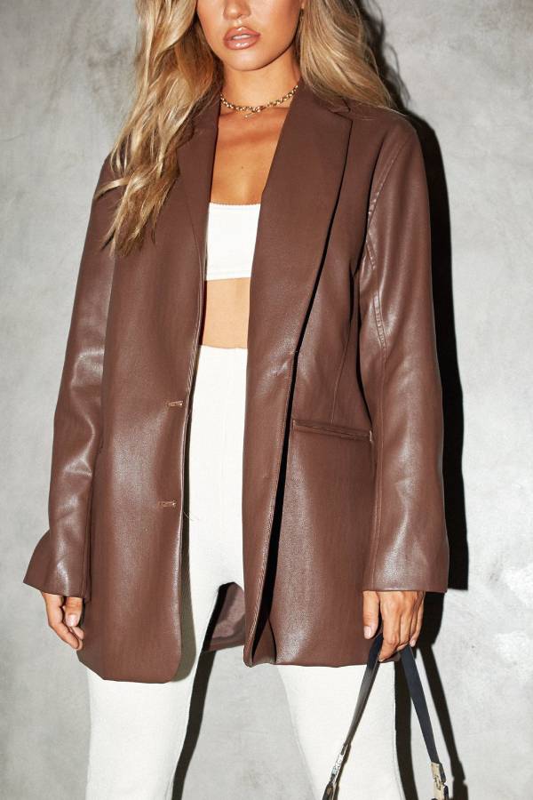 Sierra® | Bershka oversized faux leather blazer